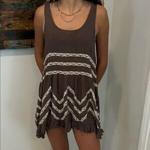 Free people brown and Cream Sleeveless Dress